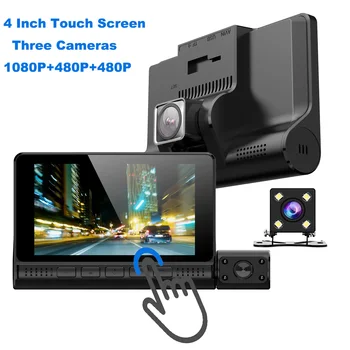 XYZCAM Drei Kameras Objektiv 4,0 Zoll Touch Screen Auto Dvr Video Recorder FHD 1080P Auto Dash Kamera Unterstützung Hinten View Kamera