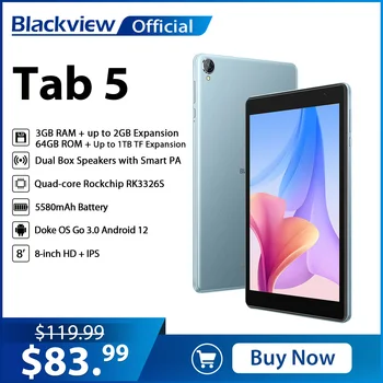 Blackview Tab 5 8 Zoll WIFI Tablet 3GB 64GB Android 12 5580mAh Tablet PC 2,4 G Hz /5G Hz WIFI Tabletten Kindle Ebook Dual Lautsprecher