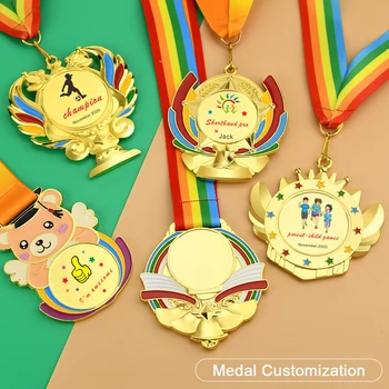 1Pcs Kinder-Medaille Kid Gold-Medaillen-Gewinner Award Medaillen Kinder Party-Spiel-Preis-Auszeichnungen Medaille-School-Sport Souvenirs, Geschenk