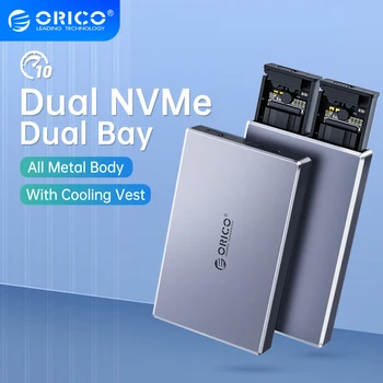 ORICO Aluminium Dual Bay Dual NVMe M2 SSD Fall Unterstützung M. 2 NVMe SSD Festplatte M Schlüssel B&M Schlüssel SSD Werkzeug Kostenloser Gehäuse