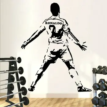 Fußball-Cristiano Ronaldo Vinyl-Wand-Aufkleber Fußballspieler Ronaldo Wand Aufkleber Kunst Wandbild Für Kis-Zimmer-Wohnzimmer Dekoration