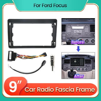 Android Auto Dashboard Fascia Rahmen Mit 16pin Adapter Power Kabel Für Ford Transit 2006 2007 2008~2016 Für Focus 2004 ~ 2008