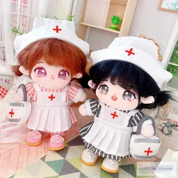 2 Typen Puppe Kleidung Plüsch 20cm Idol Puppe Kleidung Streunende Kinder Gefüllte Cartoon Mantel Krankenschwester Anzug Prinzessin Schuhe Spielzeug Geschenk