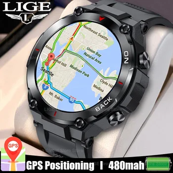 Lige 2023 GPS Smart Uhr Sport Fitness Armband Anruf Erinnerung Herz Rate IP68 Wasserdichte Smartwatch Für Männer Android IOS Uhr