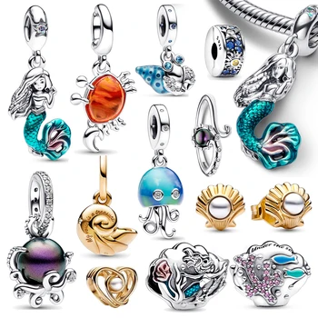 2023 Neu im Disney Die Kleine Meerjungfrau Ariel 925 Sterling Silber Charme Perlen Fit Original Pandora Armband DIY Schmuck Geschenke
