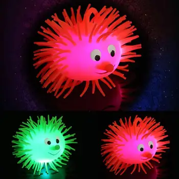 Kids Elastic Glow Vent Ball Haar Ball Igel-Ball Kinder Weiche Gummi Spielzeug Cartoon LED Licht Flash-Ball Für Kinder Geschenke