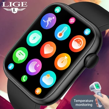 LIGE 1,85 Zoll Bluetooth Aufruf Thermometer Smartwatch Männer Unterstützung 100 Sport 2023 Neue Mann-Rotary Tasten Smart Uhr Für Android ios