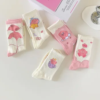 Cartoon Anime Neue Frauen Socken Kirby Socken Kawaii Pink Medium Tube Socken Mädchen Lustige Mode Baumwolle Socken Mädchen Geschenk