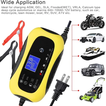 Tragbare Auto Batterie Starter mit LCD-Anzeige Auto Batterie Ladegerät 12V 6A für Motorrad SUV AGM für Autos Motorrad RV SUV ATV