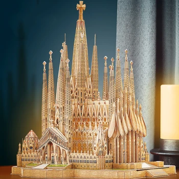 DIY-Papier-Puzzle 3D Drei-Dimensional Barcelona, Kathedrale Sagrada Familia Modell Puzzle Montage Spielzeug Kinder Geburtstag Geschenke