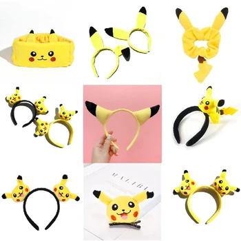 Pokemon Pikachu Haar Bands Haare Seil Haar Clip Kawaii Anime Stirnband Haarnadel Haarspange Weichem Plüsch Headwear Mädchen Kinder Geschenke