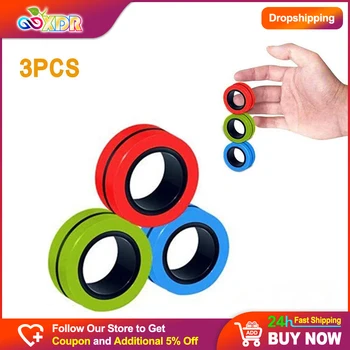 Magnetische Finger Ring Fidget Spielzeug AntiStress-Magnetische Ringe Magic Armband-Lustige Finger Spinner für Kinder Erwachsene Stress Relief Spielzeug