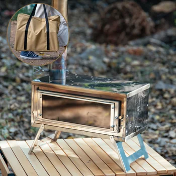Holz-Ofen Sekundäre Verbrennung-Kompakte Montage Einfache Lagerfeuer Wärme Beständig Glas Fenster mit Kamin Outdoor-Camping-Herd