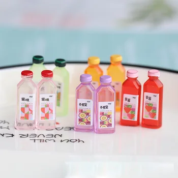 10PCS Miniatur Puppenhaus Simulation Obst Transparente Flasche Saft Vorgeben Mini Trinken Lebensmittel Für Blyth Barbies Puppe Zubehör