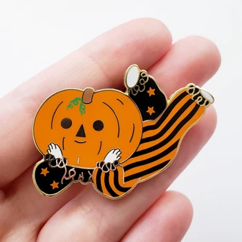 Cute Orange Pumpkin Junge Harte Emaille Pin Halloween Kawaii Lustige Cartoon-Clown Boys Brosche Abzeichen Mode Halloween Schmuck Geschenk