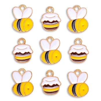 30Pcs/Set Cute Bee Honey Jar Emaille Farbe Anhänger Paar Armband Halskette Ohrringe DIY Schmuck Machen Charme-Handgemachte Erkenntnisse
