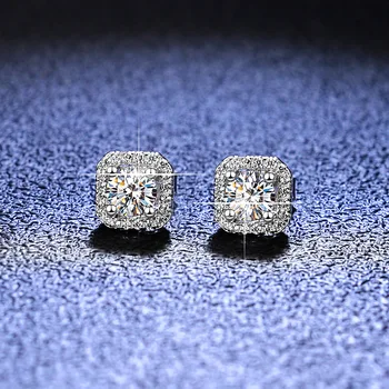 1CT 2CT Moissanite Diamant-Ohr-Bolzen-Ohrring-Pass Diamond Test Moissanite Stud Ohrringe Für Frauen Sterling Silber Schmuck