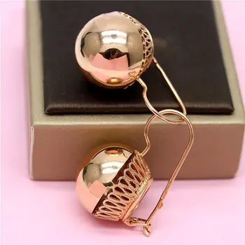 585 Lila Gold Plated 14K Rose Gold Glatte Runde Perle Ohrringe für Frauen Klassische Glamour Hälfte Ausschnitt craft Luxus Partei Schmuck