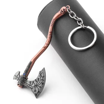 Mode-Gott des Krieges Ragnarok Kratos Leviathan Axt Keychain PS5 PS4 Video Spiel Vintage Schlüssel Ring Schmuck Geschenke