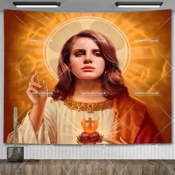 Jesus Saint Lana Del Rey Wandteppich Wandbild Wand-Dekor-Geboren, Um Zu Sterben Kunst Poster Schlafzimmer Hintergrund Teppich Hause Dekoration Zubehör