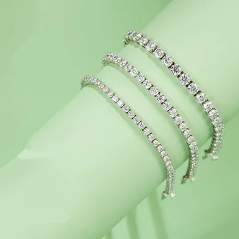 Glänzende Tennis Armband 925 Sterling Silber 2/3/4mm Klare Zirkonia für Frauen Luxus Kette Armband-Schmuck-SB128