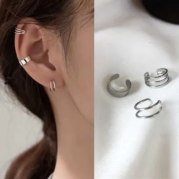 Farbe Silber Einfache Glatte Ohr Manschetten Clip Ohrringe für Frauen Kein Piercing Gefälschte Knorpel Ohrring Mode Schmuck Neue Geschenke