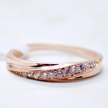 KNOCK Top Qualität Einfache Zirkonia Liebhaber Rose Gold Farbe Hochzeit Ring Schmuck Voll Größen Großhandel
