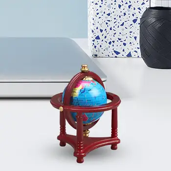 Lustige Mini-Globus DIY Foto Requisiten Pretend Spielen Spielzeug 1:12 Puppenhaus Szene Dekoration Tiny Blue Rolling Globe