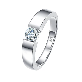Echte 0.5-1 Karat Runde Cut Moissanite Ring Männer Solide Sterling Silber 925 Certified Hochzeit Ringe Paar Luxus-Schmuck-Trend New