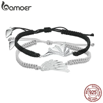Bamoer 925 Sterling Silber Engel und Dämon-Liebhaber' Seil Armband für Frauen Jahrestag Valentinstag Geschenk-Feine Schmuck-BSB105