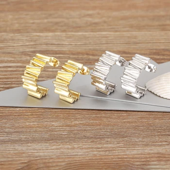 Nidin Neue Ankunft Minimalistischen Gold Plattiert Geometrische Hoop Ohrringe Für Frauen Einfache Mode Ohr Schmuck Party Geschenk Großhandel