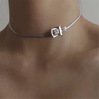 Gürtel Schnalle Halsband Schlange Kette Halsketten für Sexy Frauen mit Minimalistischen Titan Stahl Hip Hop Halskette Punk Kühlen 2022 Trend-Schmuck