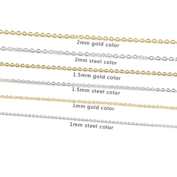 5pcs 304 Edelstahl 1 mit 1,5 2mm Rolo Link Kette Halskette Gold Edelstahl Ton 40 45 50 60CM Lange Kette HUMMER Verschluss Halskette