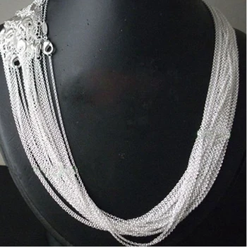 Großhandel 50pcs/Lot Silber Farbe 1mm Link Rolo Kette Halskette 16