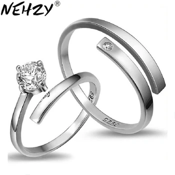 NEHZY Silber überzug neue Kristall Silber vier Klaue ring öffnung paar Frau retro-Mode hohe Qualität Hochzeit ring öffnung