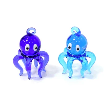 Mini Figurine Glass Octopus Anhänger Aquarium Kawaii Decor Supplies Hanging Meer Tier Ornamente Frauen Schmuck Machen Zubehör