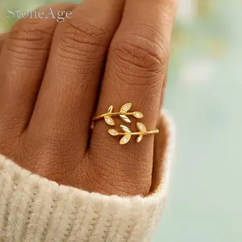 Einfache Gold Farbe Blatt-Stil, die Öffnung Ringe für Frauen Klein, Zierliche Anweisung Pinky Finger Ringe für Mädchen Mode INS Schmuck