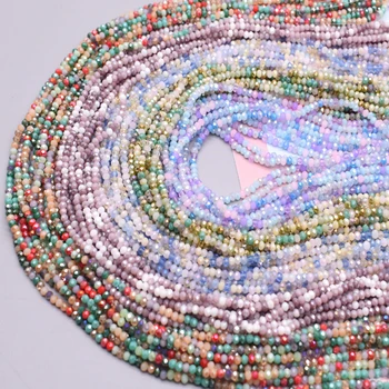 Gemischt-Farbe 2mm Rondelle Facettierte Kristall Glas Perlen Runde Lose Spacer Perlen für Schmuck Machen DIY Kristall Armband Halskette