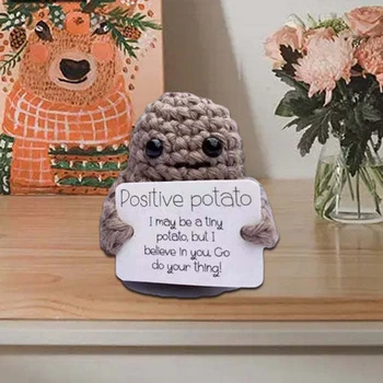 Positive Kartoffel Häkeln Spielzeug,Plüsch, Niedlich, Wolle Stricken Puppe Tisch Ornamente Büro Dekor Lustige Christams Geschenk