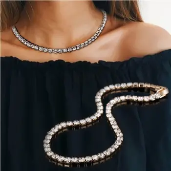 StoneFans 1 Zeile Elegante Dazzling Strass Choker Halskette für Frauen Luxus Kristall Halsband Halskette Schmuck Zubehör