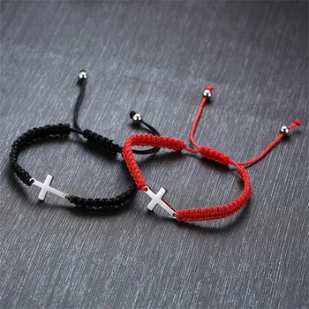 Vintage Cord Kreuz Handgemachte Einstellbare Geflochtene Armband Für Frauen Männer Charme Beten, Yoga-Armband Paare Schmuck Glück Geschenk