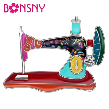 Bonsny Emaille Legierung Strass Nähen Maschine Broschen Pin Schmuck Für Frauen Mädchen Vintage Kleidung Schal Dekoration Geschenk Bijoux