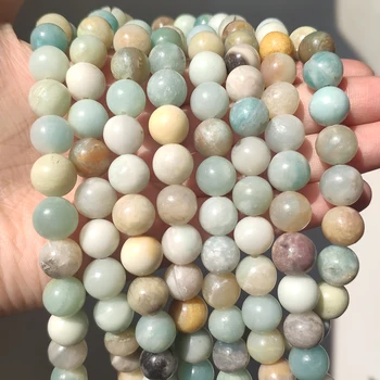 Großhandel Naturstein Perlen Bunte Amazonit Runde Lose Perlen Für Schmuck Machen DIY Armband 15