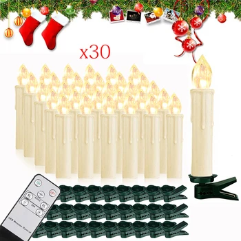 10/20/30/40 PCS Weihnachten Kerze Mit Timer Fernbedienung 2023 Neue Jahr Home Decor Kerze Flammenlose LED Blink Kunststoff Gefälschte Kerzen