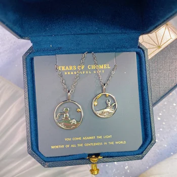 2pcs Niedliche Kleine Prinz Fox-Anhänger Halskette Choker Halskette Paar Anhänger emo Frauen Schmuck Zubehör für Mädchen Geschenk