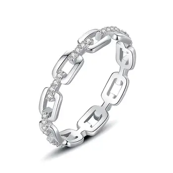S925 Sterling Silber Einfache Kubanischen Kette Ringe Für Frauen Luxus Engagement Ring Mode Geschenke Für Mädchen Partei Zirkon Zubehör