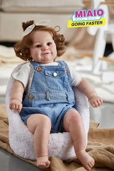 60CM Riesige Größe Maddie Baby Reborn Kleinkind Beliebte Mädchen Puppe mit Verwurzelt Braun Haar Weich, Kuscheln, Körper Hohe Qualität Puppe