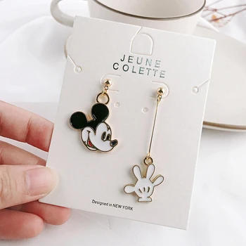 Disney Mickey-Mouse-Einfache Asymmetrische Nette Mickey Ohr Clip 925Silver Mode Ohr Ringe für Frauen, Cartoon Schmuck Geburtstag Geschenk