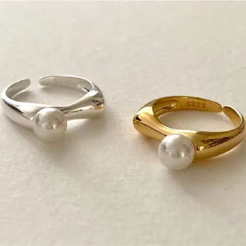 VOQ Silber Farbe Elegante Perle Einstellbare Ring Weibliche Mädchen Neue koreanische Mode edlen Schmuck Geschenk Partei