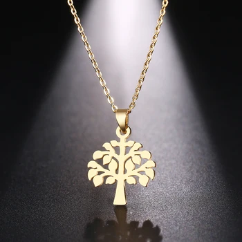 DOTIFI Edelstahl Halskette Für Frauen Mann Baum Des Lebens Gold Farbe Anhänger Halskette Engagement Schmuck